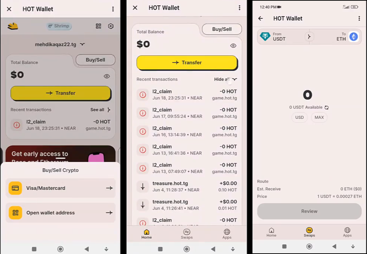 معرفی منوهای دیگر در کیف پول Hot Wallet